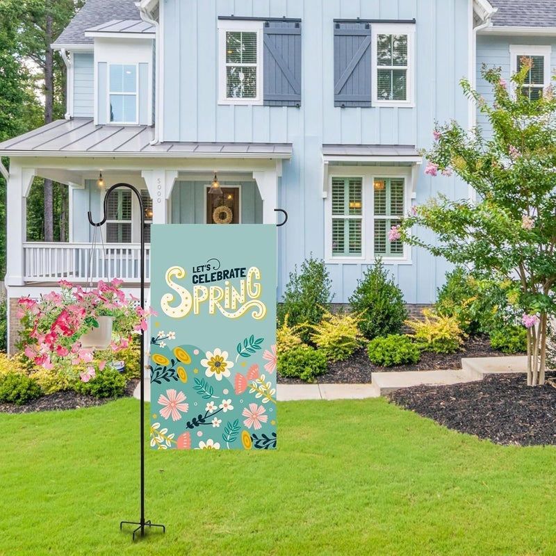 ESTTOP Heavy-Duty Garden Flag Stand with Shepherd's Hook Holder – Sturdy Metal Frame for 12x18 Inch Flags & String Lights, Weather-Resistant Outdoor Lawn, Patio, Yard Decorations - Image 5